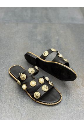 دمپائی مشکی زنانه چرم مصنوعی DİVA - کد 936249786