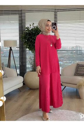 ست بالاتنه و پائین تنه حجاب صورتی زنانه گشاد modamira - کد 825685646