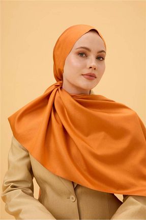 شال نارنجی زنانه ابریشم İpekhan - کد 446514543