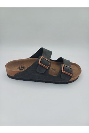 دمپائی طوسی مردانه چرم مصنوعی Slipper - کد 936234193