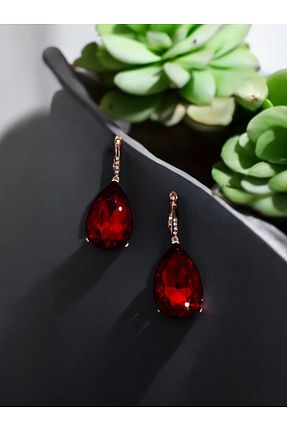 گوشواره جواهر قرمز زیرکن FUYA JEWELLERY - کد 936260793