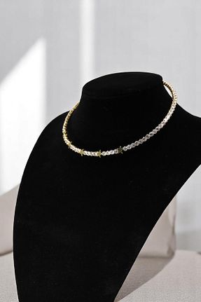 گردنبند جواهر زرد زنانه استیل ضد زنگ HFKY - کد 936266370