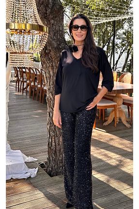 شلوار مشکی زنانه لیکرا Fashion Garden - کد 936315552