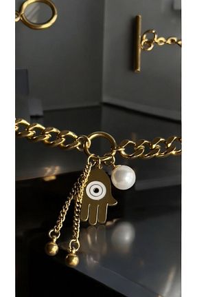 دستبند استیل (فولاد) زرشکی زنانه استیل ضد زنگ İNN JEWELLERY - کد 936432755