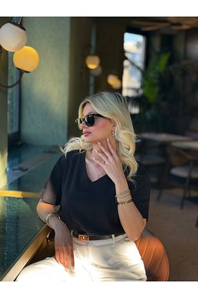 تیشرت مشکی زنانه اورسایز FHELIA - کد 932594034