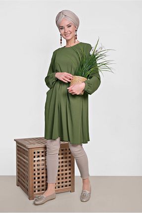 تونیک حجاب خاکی زنانه پلی استر Alvina - کد 874940373