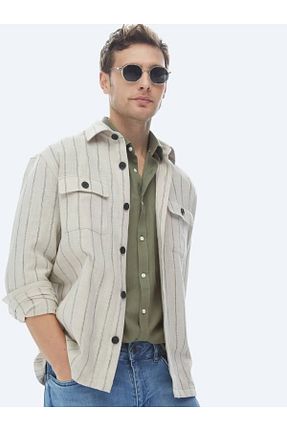 پیراهن بژ مردانه اورسایز Kip - کد 816063486