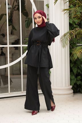 ست بالاتنه و پائین تنه مشکی زنانه بافتنی LOCCO - کد 936505582