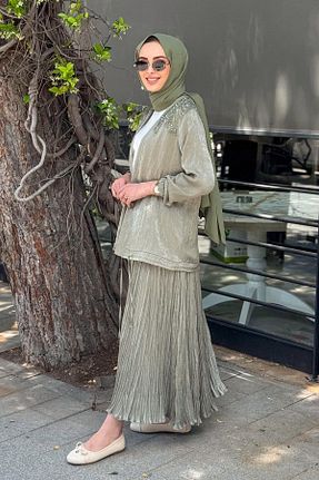 ست بالاتنه و پائین تنه خاکی زنانه بافتنی FUAT GÜRSEN - کد 936501719