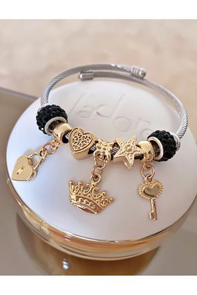 دستبند استیل (فولاد) طلائی زنانه استیل (فولاد) Merand - کد 901405534