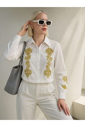 پیراهن سفید زنانه رگولار TRENDBUTİKOFFİCİAL - کد 936531414