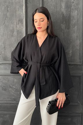 کیمونو و کافتان مشکی زنانه مخلوط پلی استر BLUSS - کد 936532487
