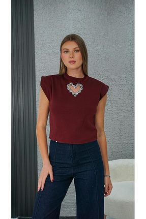 بلوز زرشکی زنانه Kalp Neva Wear - کد 928653793
