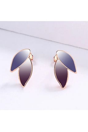 گوشواره استیل (فولاد) بنفش مردانه روکش طلا MRK - کد 936612247