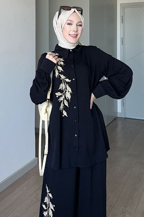ست بالاتنه و پائین تنه مشکی زنانه بافتنی Saklı Butik - کد 936596013