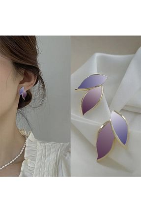 گوشواره استیل (فولاد) بنفش مردانه روکش طلا MRK - کد 936612247