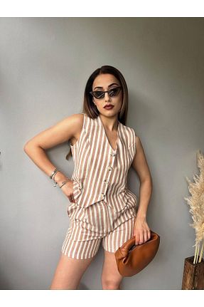 ست بالاتنه و پائین تنه قهوه ای زنانه بافتنی ALLEYTA - کد 936635072