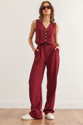 ست بالاتنه و پائین تنه زرشکی زنانه بافتنی Olalook - کد 917527687