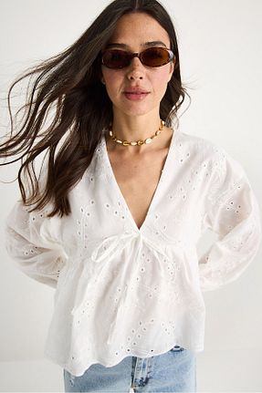 بلوز سفید زنانه Straight Bianco Lucci - کد 936654882