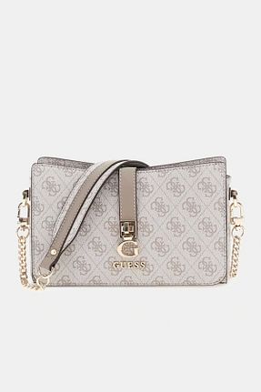 کیف دوشی بژ زنانه چرم مصنوعی Guess - کد 922450217