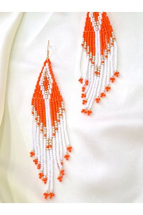 گوشواره جواهر نارنجی منجق İPAR AKSESUAR - کد 797433283