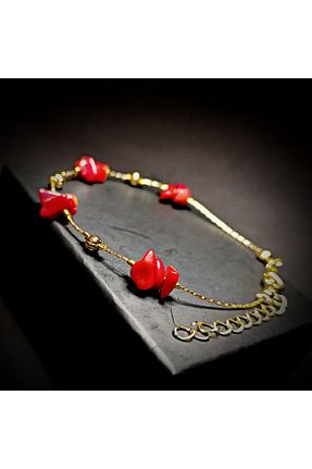 دستبند جواهر قرمز زنانه سنگ طبیعی Doğal Tasarım - کد 936668235