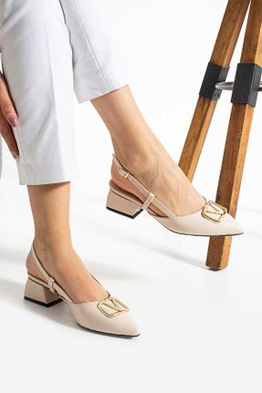 کفش پاشنه بلند کلاسیک بژ زنانه چرم لاکی AlbiShoes - کد 936662351