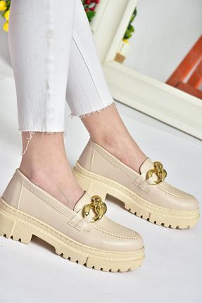 کفش کلاسیک بژ زنانه چرم مصنوعی Fox Shoes - کد 670179101