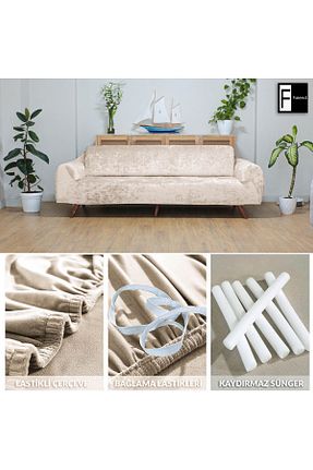 کاور مبل بژ مخمل BTF HOME - کد 926038201