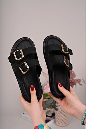دمپائی مشکی زنانه چرم مصنوعی MODA MHS - کد 936681566