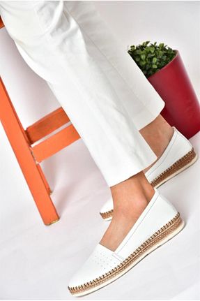 کفش کلاسیک سفید زنانه چرم خالص Fox Shoes - کد 655382406