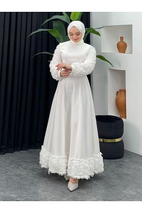 لباس مجلسی حجاب سفید زنانه یقه دوچرخه Modamorfo - کد 936915517