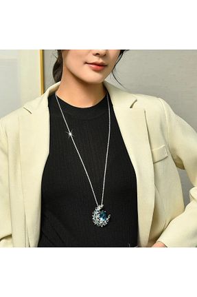 گردنبند جواهر آبی زنانه برنجی byozanyılmaz - کد 936688109