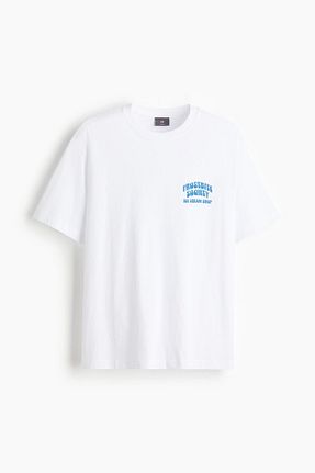 تیشرت سفید مردانه اورسایز H&M - کد 936724525