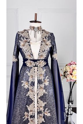 لباس مجلسی و فارغ التحصیلی آبی زنانه توری Fablishe - کد 936707798