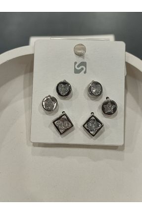 گوشواره جواهر طوسی مروارید Bijutek - کد 936733416