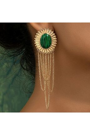 گوشواره جواهر سبز زیرکن byozanyılmaz - کد 936729214