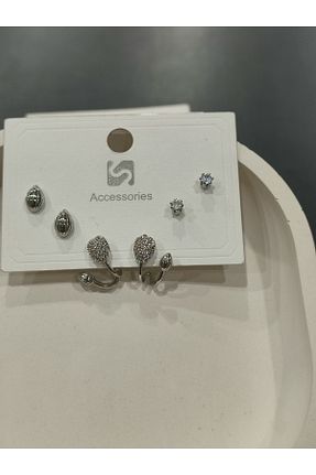 گوشواره جواهر طوسی مروارید Bijutek - کد 936733402