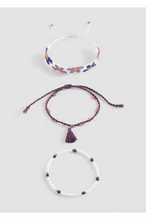 دستبند جواهر بنفش بچه گانه منجق MANGO Kids - کد 936921946