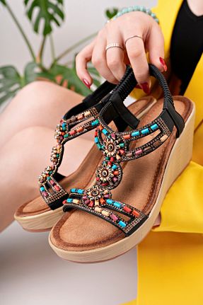 صندل مشکی زنانه پاشنه پر Guja - کد 936800933