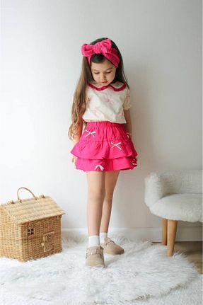 ست بالاتنه و پائین تنه صورتی بچه گانه بافت HNKİDS - کد 936970741