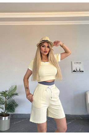 ست بالاتنه و پائین تنه زرد زنانه رگولار bonibon butikk - کد 936820274