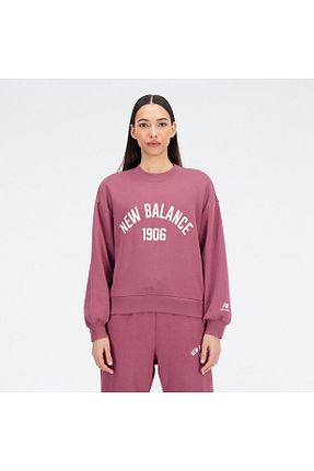 سوئیشرت زرشکی زنانه چاپی New Balance - کد 774815417