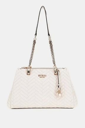 کیف دوشی سفید زنانه چرم مصنوعی Guess - کد 886187422