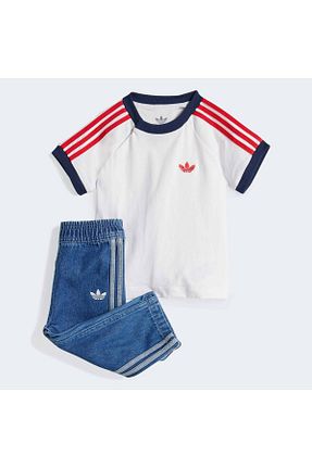 ست بالاتنه و پائین تنه سفید بچه گانه رگولار adidas - کد 929572123