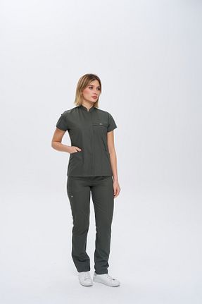 ست بالاتنه و پائین تنه خاکی زنانه لیکرا DENİZ MEDİKAL GİYİM - کد 936879736