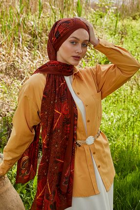 شال زرشکی زنانه LuvenSara - کد 936219769