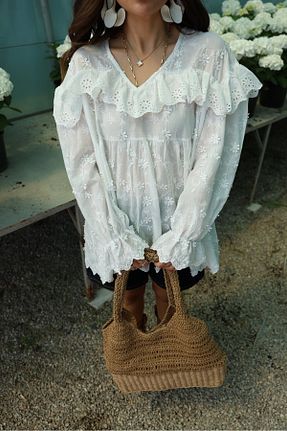 بلوز نباتی زنانه ساده Özge Özgenç - کد 936912973