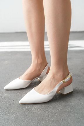 کفش پاشنه بلند کلاسیک سفید زنانه چرم لاکی GOFFSHOES - کد 936914844