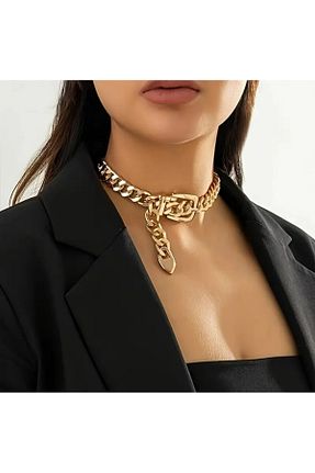گردنبند استیل ( فولاد ) زرد زنانه استیل ضد زنگ TAKİŞKO - کد 936903918
